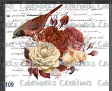 109 - Bird with Flowers and Text