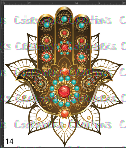 14 - Hamsa with Mandala and Turquoise