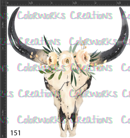 151 - Bull Skull with Flowers