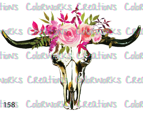158 - Bull Skull with Flowers