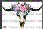 416 - Bull Skull with Flowers