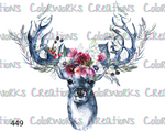 449 - Deer Head with Flowers