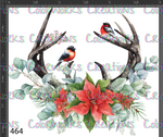 464 - Deer Antlers with Flowers and Birds