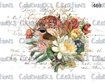 469 - Bird with Flowers and Text