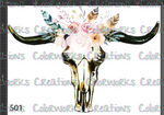 501 - Bull Skull with Flowers