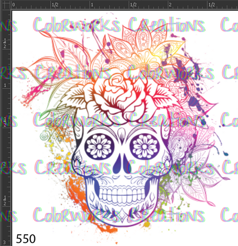 550 - Skull with Flowers