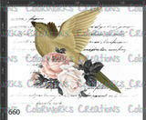 660 - Bird with Flowers and Text