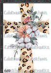 669 - Leopard Cross with Flowers