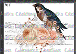 701 - Bird with Flowers and Text