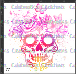 77 - Skull with Flowers and Butterflies