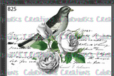 825 - Bird with Flowers and Text