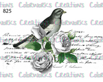 825 - Bird with Flowers and Text