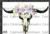 859 - Bull Skull with Flowers