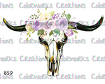 859 - Bull Skull with Flowers