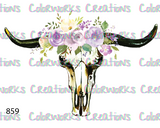 859 - Bull Skull with Flowers