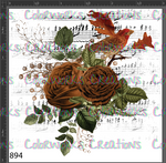 894 - Bird with Flowers and Sheet Music