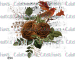 894 - Bird with Flowers and Sheet Music