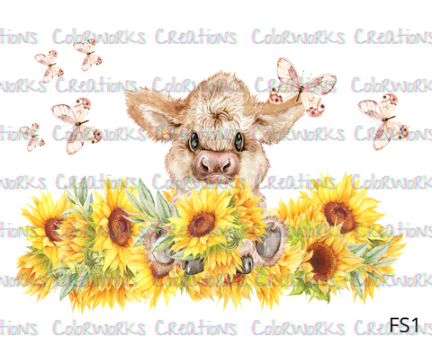 FS1 - Cow with Sunflowers and Butterflies Full Sheet